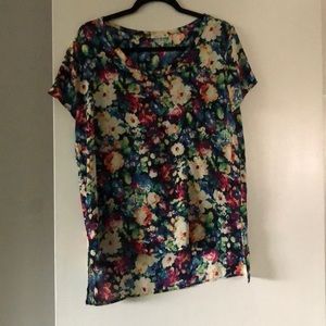 Black with multi colored flowers tunic